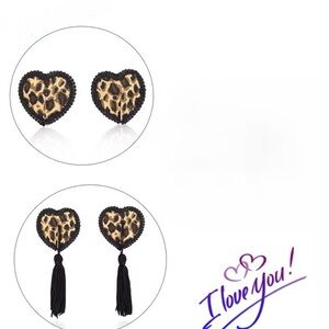 Leopard Heart Pasties with Tassels, NEW